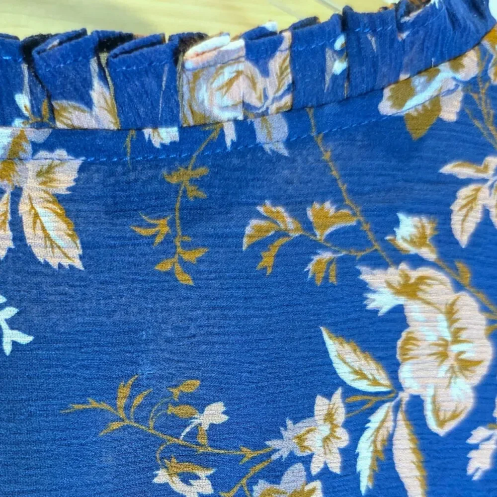Sundance Highland Garden Silk Tunic Blouse Floral Sz XL Blue Pullover Sheer $138 - Picture 13 of 16